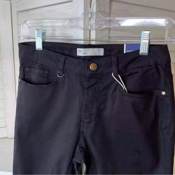Zara 1975 denim peach soft black skinny jeans size 4 NWT - Picture 3 of 7